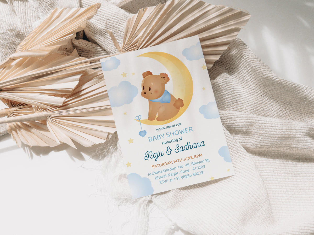 Puppy Baby Shower Invitation Template, Printable Invitation, Gender reveal, Evite, Digital Invite,  – BS032