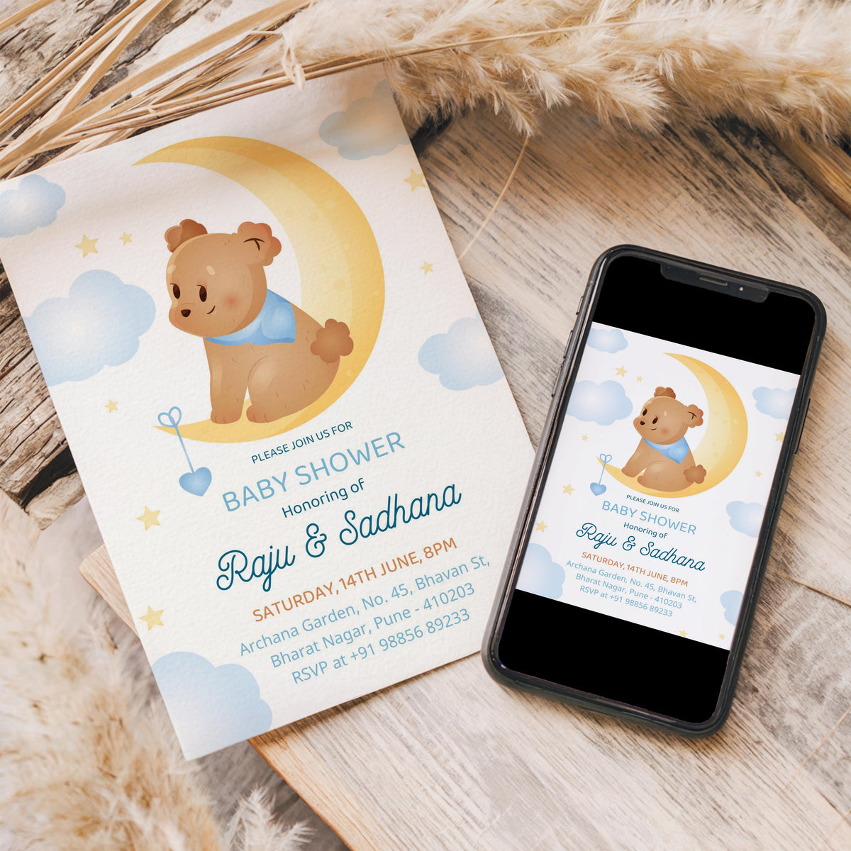 Puppy Baby Shower Invitation Template, Printable Invitation, Gender reveal, Evite, Digital Invite,  – BS032
