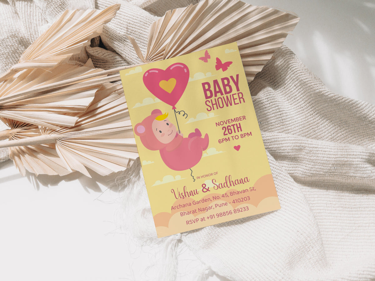 Hearteen Baby Shower Invitation Template, Printable Invitation, Gender reveal, Evite, Digital Invite, – BS034