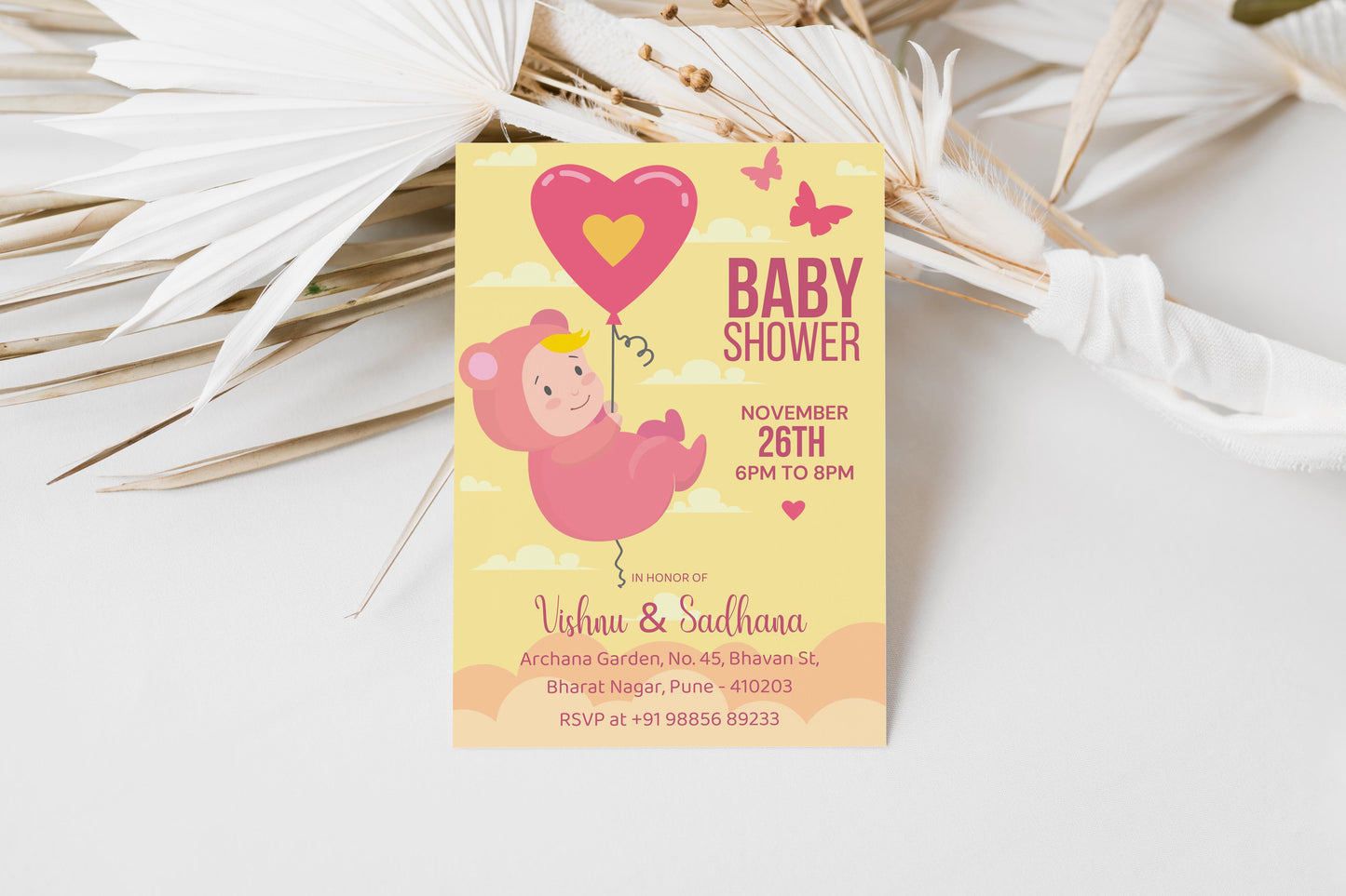 Hearteen Baby Shower Invitation Template, Printable Invitation, Gender reveal, Evite, Digital Invite, – BS034