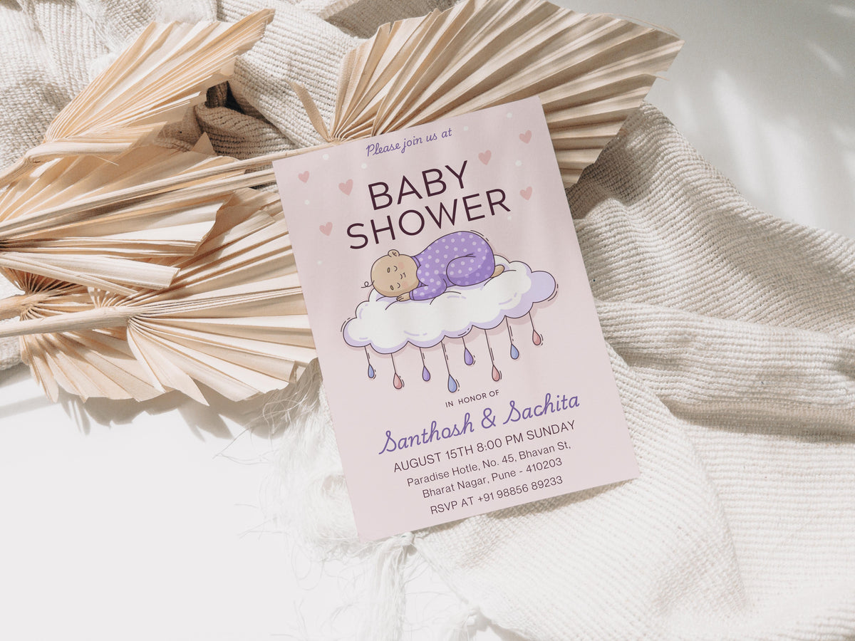 Napping Baby Shower Invitation Template, Printable Invitation, Gender reveal, Evite, Digital Invite, – BS037