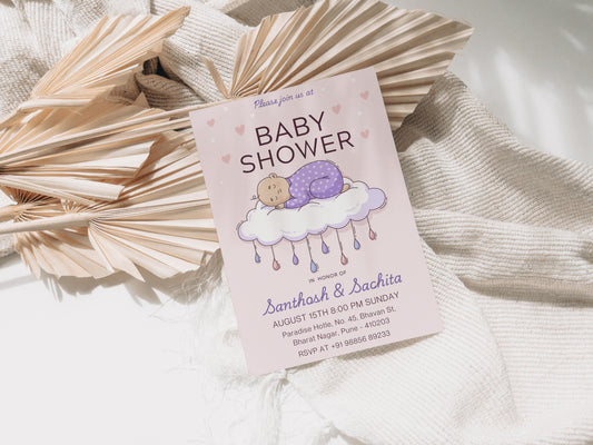 Napping Baby Shower Invitation Template, Printable Invitation, Gender reveal, Evite, Digital Invite, – BS037