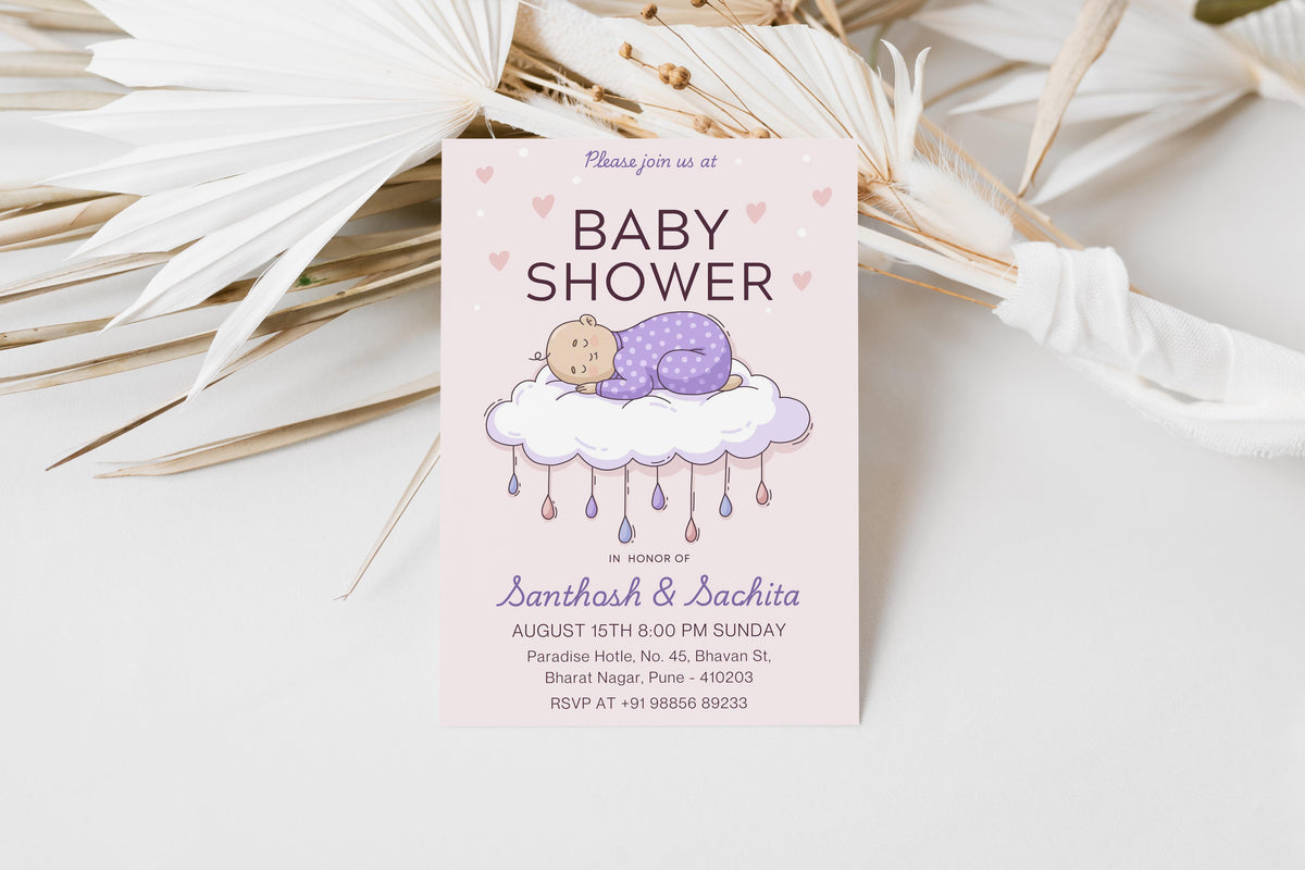 Napping Baby Shower Invitation Template, Printable Invitation, Gender reveal, Evite, Digital Invite, – BS037