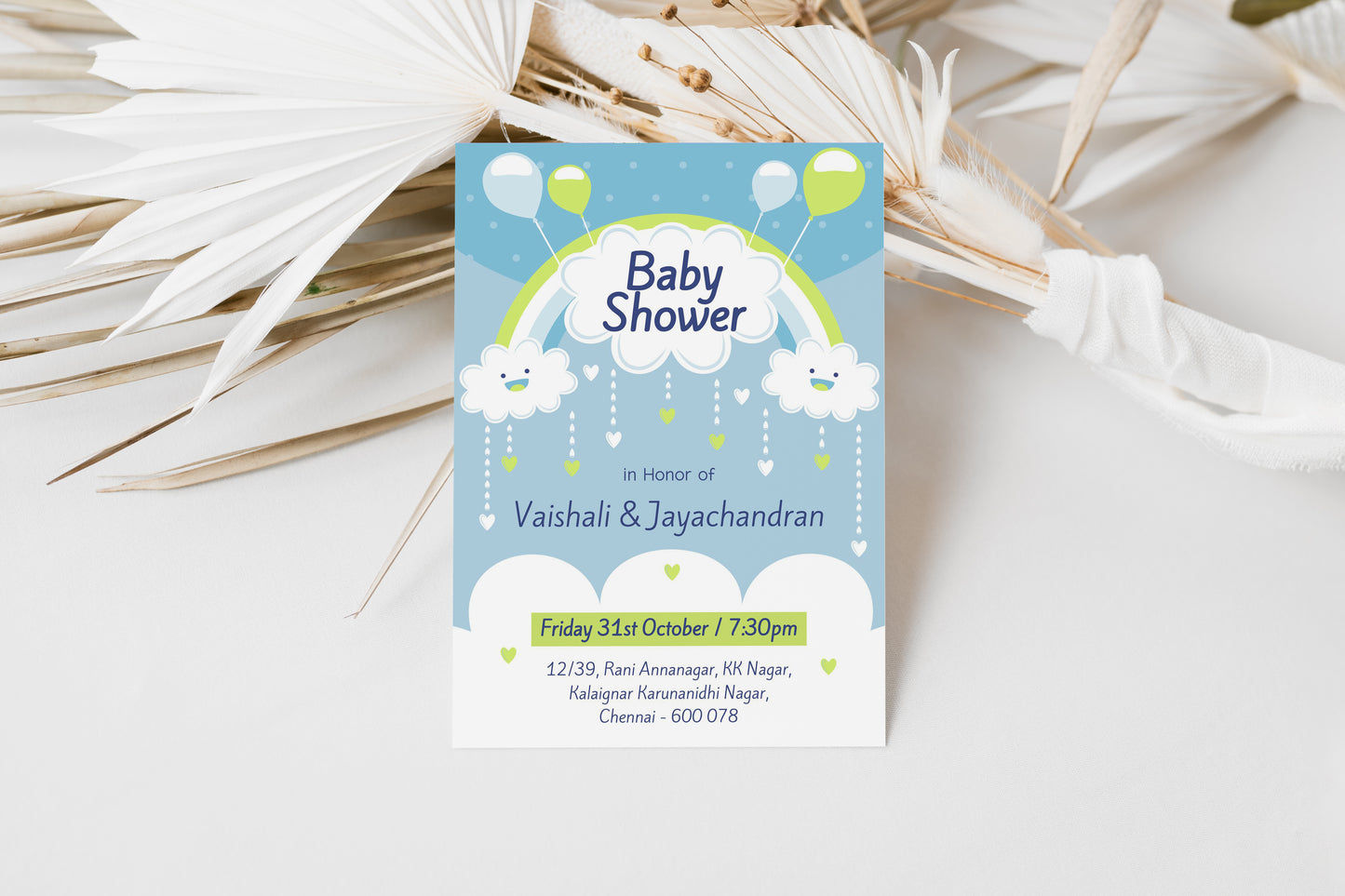 Cloudy Baby Shower Invitation Template, Printable Invitation, Gender reveal, Evite, Digital Invite, BS039