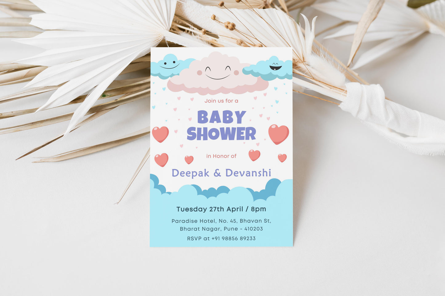 Happy Baby Shower Invitation Template, Printable Invitation, Gender reveal, Evite, Digital Invite, – BS040