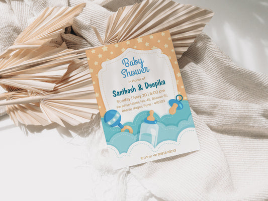 Star Baby Shower Invitation Template, Printable Invitation, Gender reveal, Evite, Digital Invite,– BS042