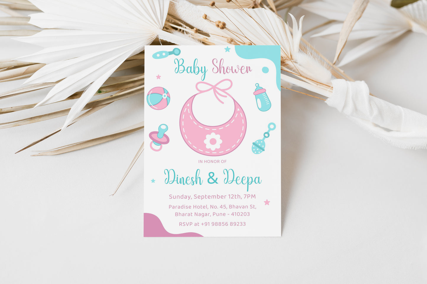 Apron Baby Shower Invitation Template, Printable Invitation, Gender reveal, Evite, Digital Invite, – BS045