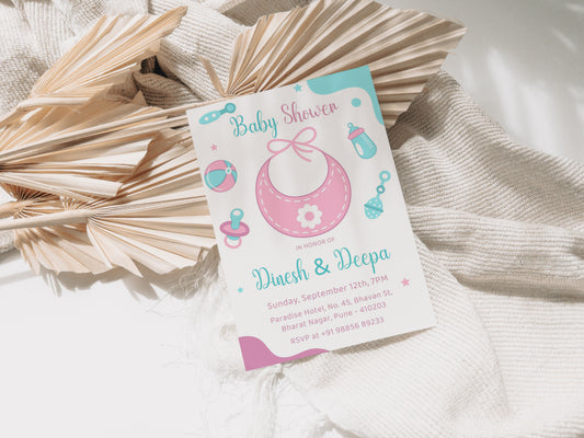 Apron Baby Shower Invitation Template, Printable Invitation, Gender reveal, Evite, Digital Invite, – BS045