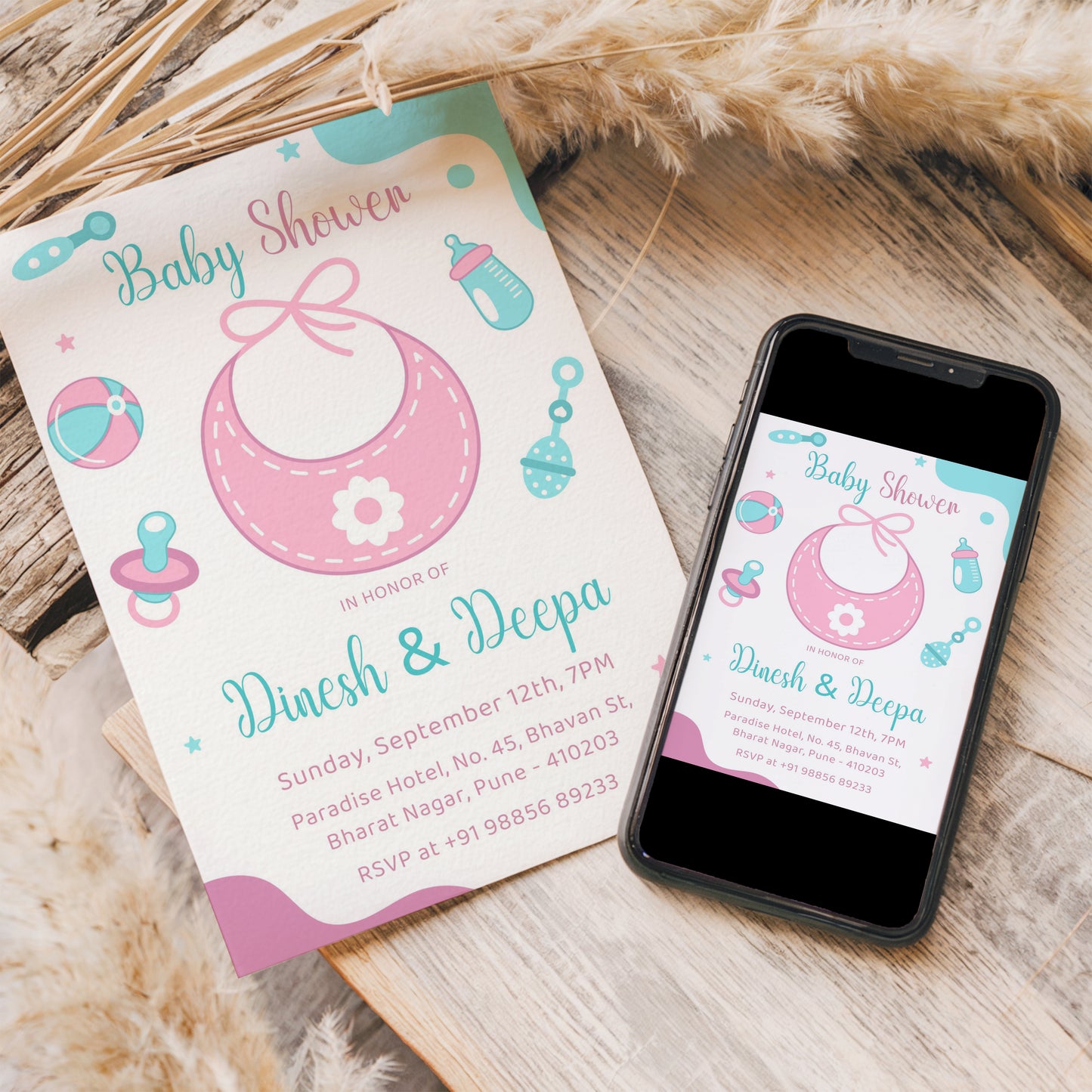 Apron Baby Shower Invitation Template, Printable Invitation, Gender reveal, Evite, Digital Invite, – BS045