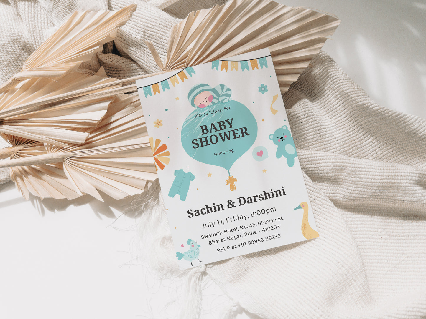 Balloon Baby Shower Invitation Template, Printable Invitation, Gender reveal, Evite, Digital Invite, – BS048