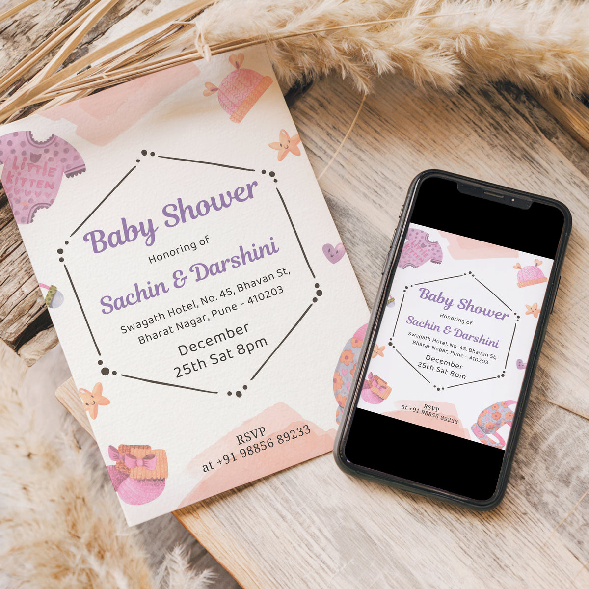 Rustic Baby Shower Invitation Template, Printable Invitation, Gender reveal, Evite, Digital Invite, – BS049