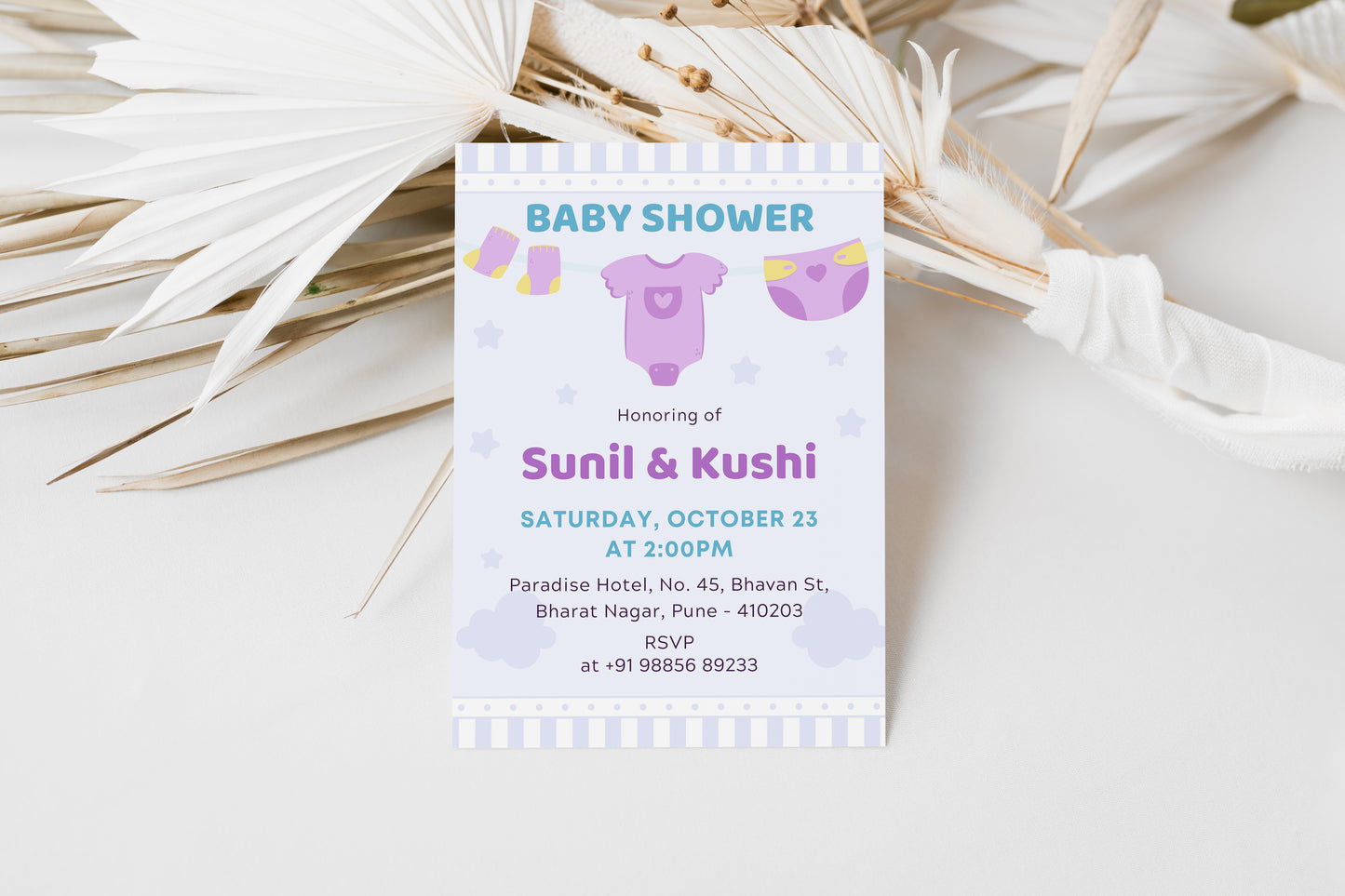 Fairy Baby Shower Invitation Template, Printable Invitation, Gender reveal, Evite, Digital Invite, – BS052