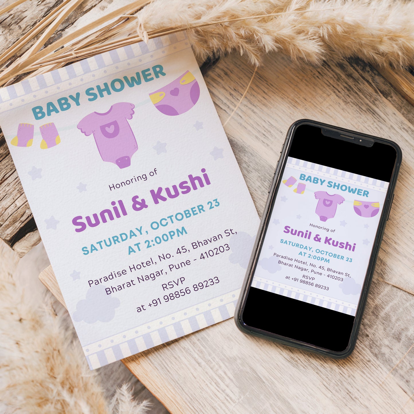 Fairy Baby Shower Invitation Template, Printable Invitation, Gender reveal, Evite, Digital Invite, – BS052