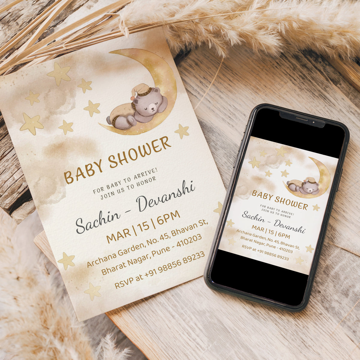 Bearly Baby Shower Invitation Template, Printable Invitation, Gender reveal, Evite, Digital Invite,  – BS054