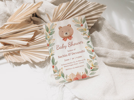 Leaf Baby Shower Invitation Template, Printable Invitation, Gender reveal, Evite, Digital Invite,  – BS055