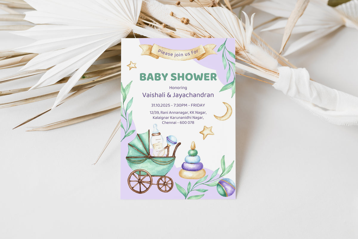 Retro Baby Shower Invitation Template, Printable Invitation, Gender reveal, Evite, Digital Invite, – BS058