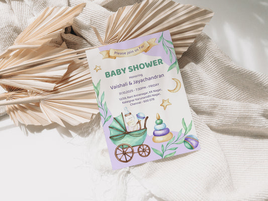 Retro Baby Shower Invitation Template, Printable Invitation, Gender reveal, Evite, Digital Invite, – BS058