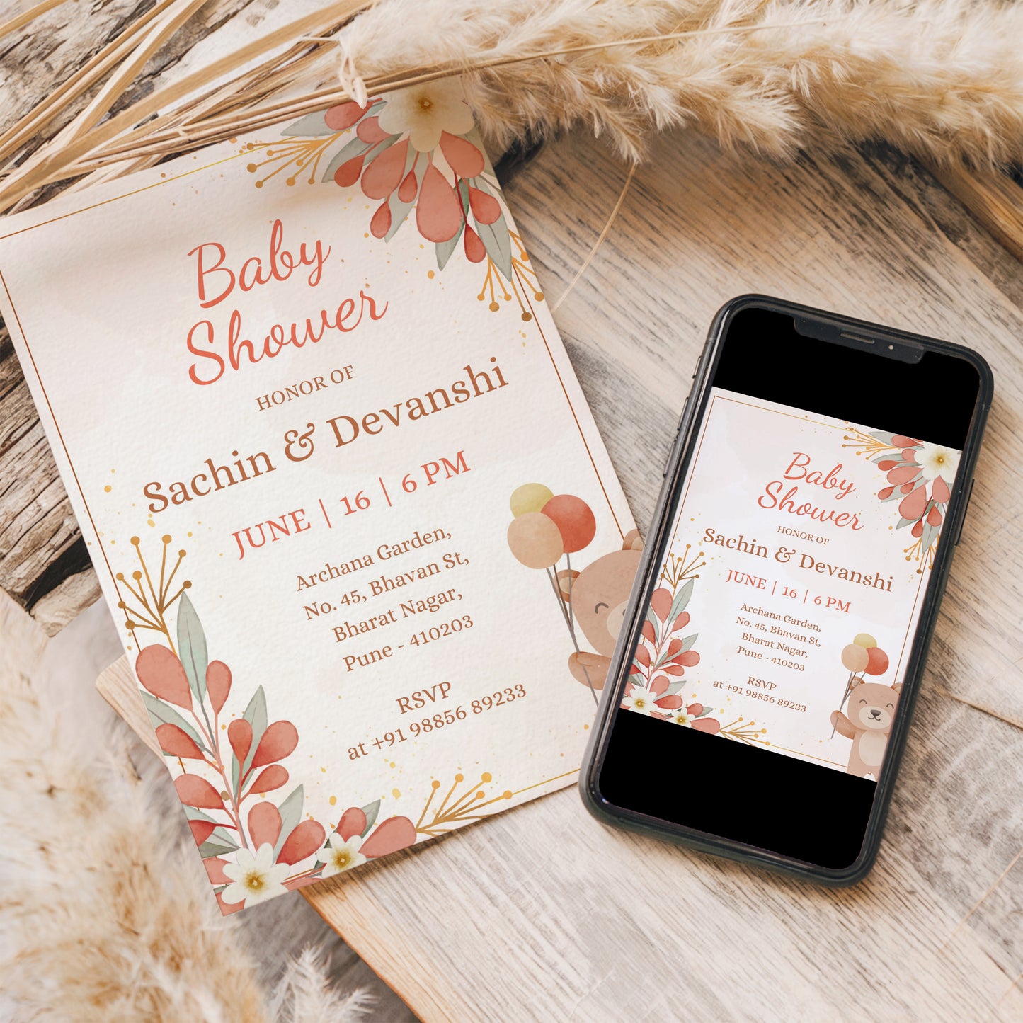 Daisy Baby Shower Invitation Template, Printable Invitation, Gender reveal, Evite, Digital Invite, BS064