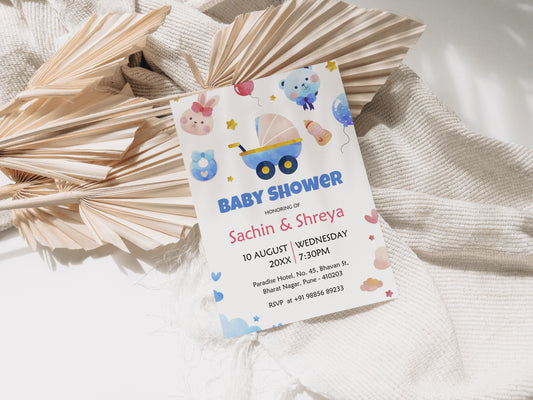 Sketching Baby Shower Invitation Template, Printable Invitation, Gender reveal, Evite, Digital Invite, BS067