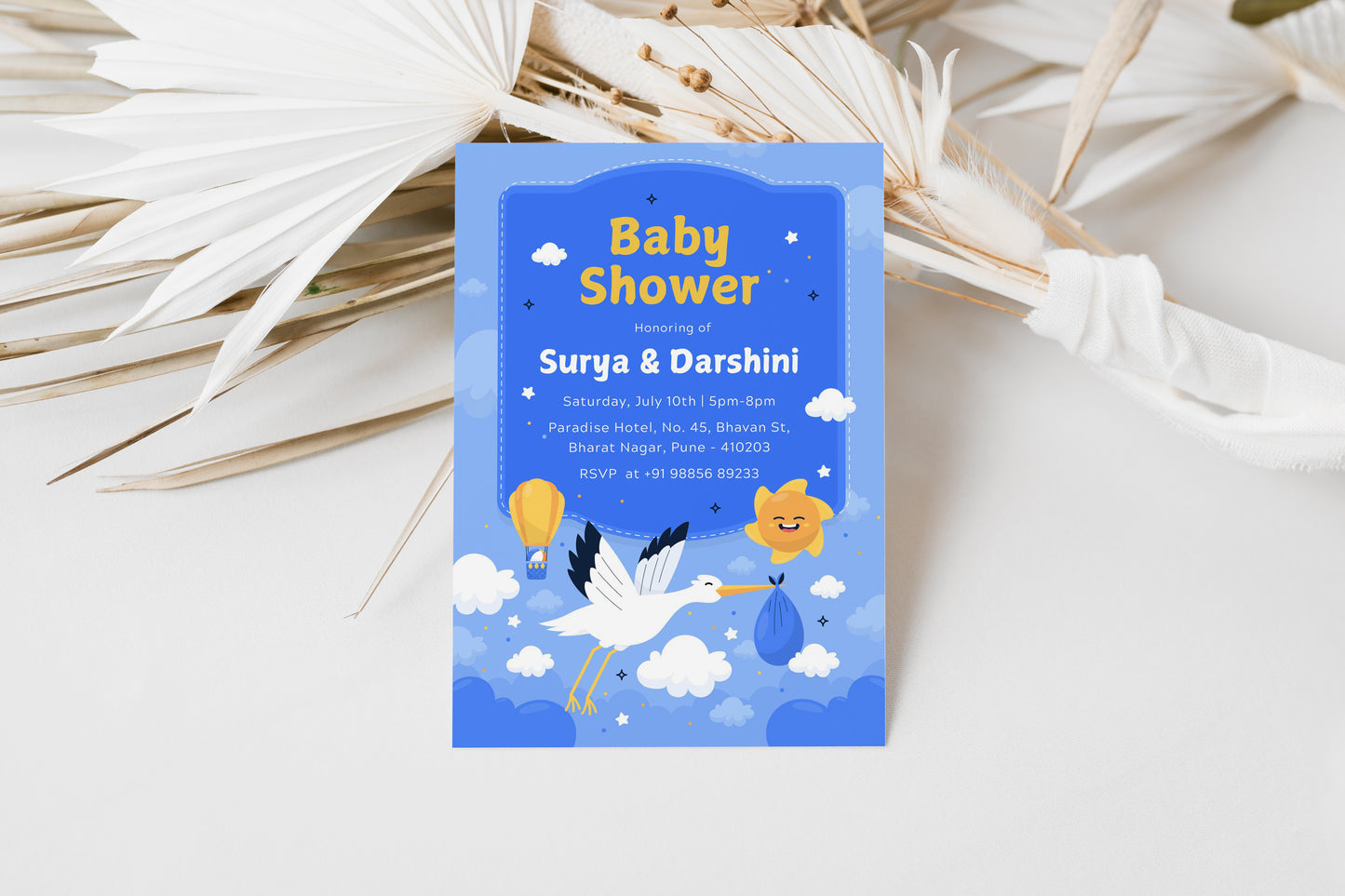 Swan Baby Shower Invitation Template, Printable Invitation, Gender reveal, Evite, Digital Invite, – BS069