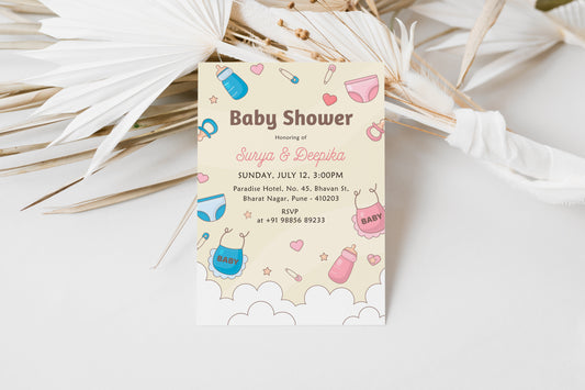 Kit Baby Shower Invitation Template, Printable Invitation, Gender reveal, Evite, Digital Invite, – BS072