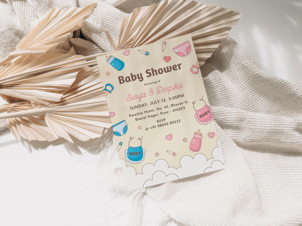 Kit Baby Shower Invitation Template, Printable Invitation, Gender reveal, Evite, Digital Invite, – BS072