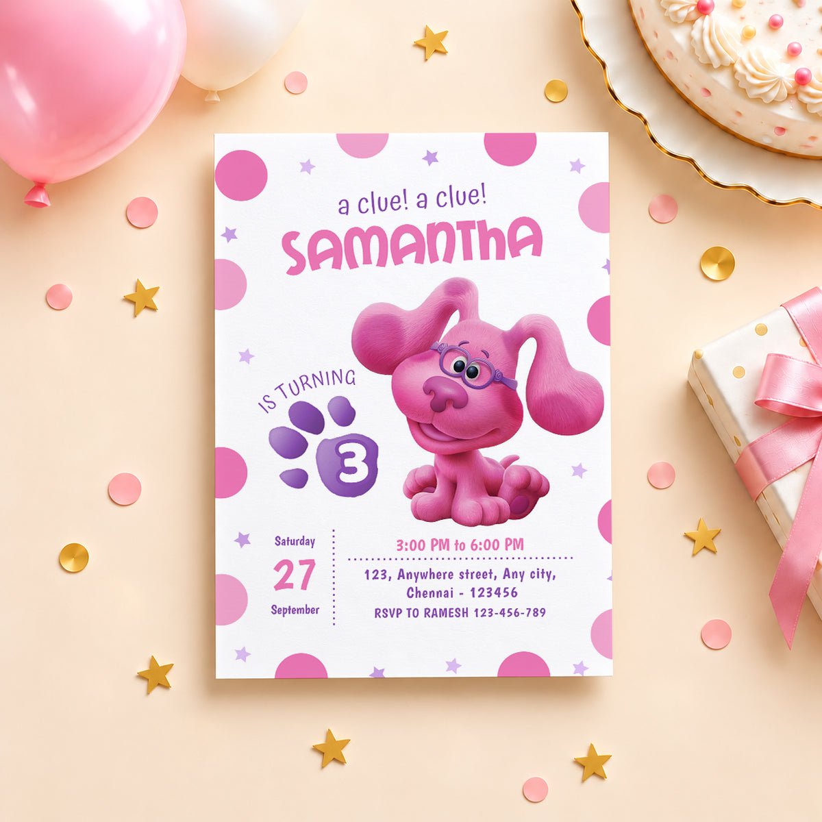 Blue's Clues Girl Birthday Invitation | Digital & Printed