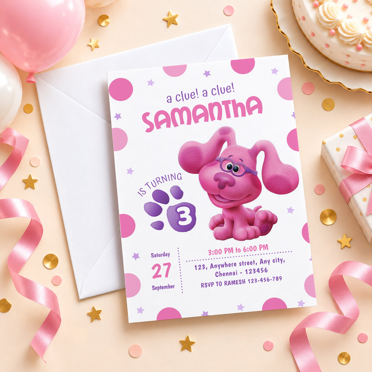 Blue's Clues Girl Birthday Invitation | Digital & Printed