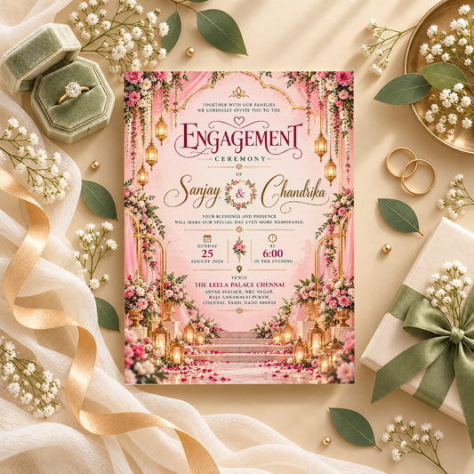 Blush Pink Engagement Ceremony Invitation | Digital & Printed