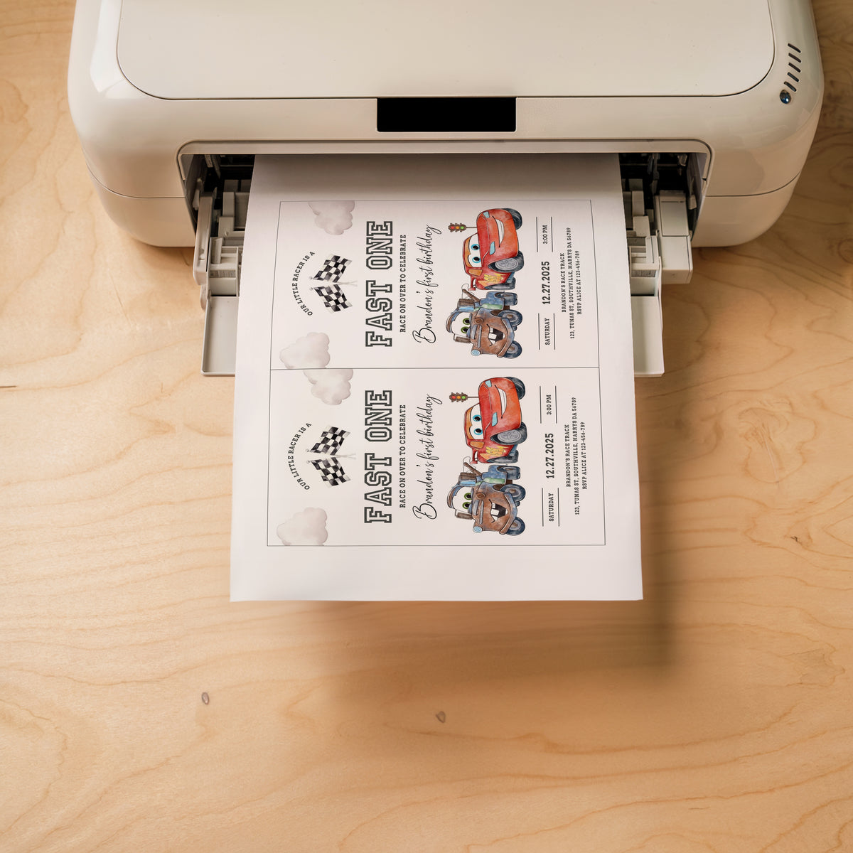 Cars Fast One Birthday Invitation Template, Printable Invitation, Boy Birthday, Evite, Digital Invite 0623