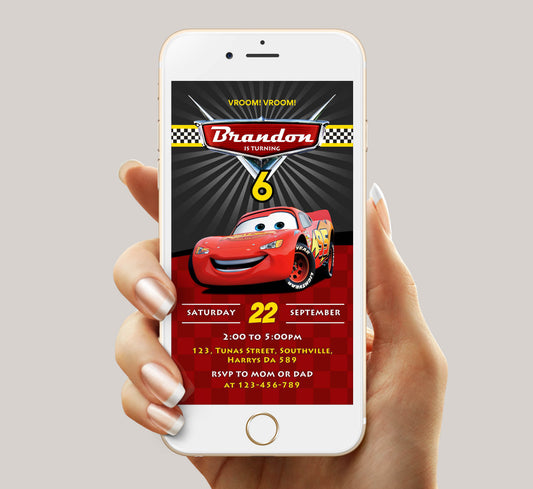 Cars Birthday Invitation Template, Boy Birthday, Evite, Digital Invite, 0015