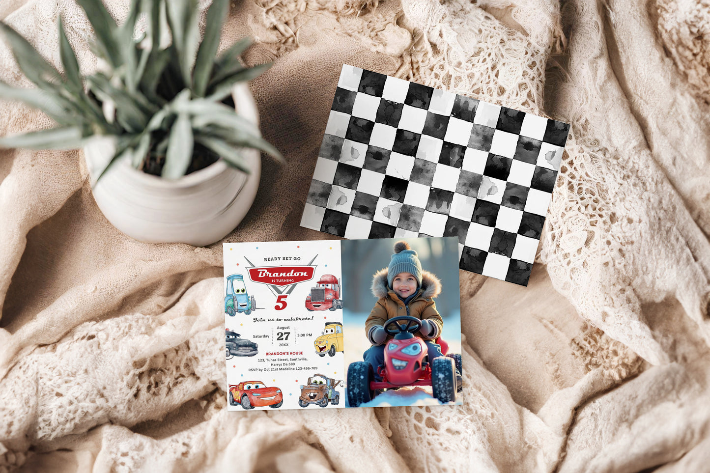 Cars Photo Birthday Invitation Template, Printable Photo Invitation, Boy Birthday, Evite, Digital Invite 0624