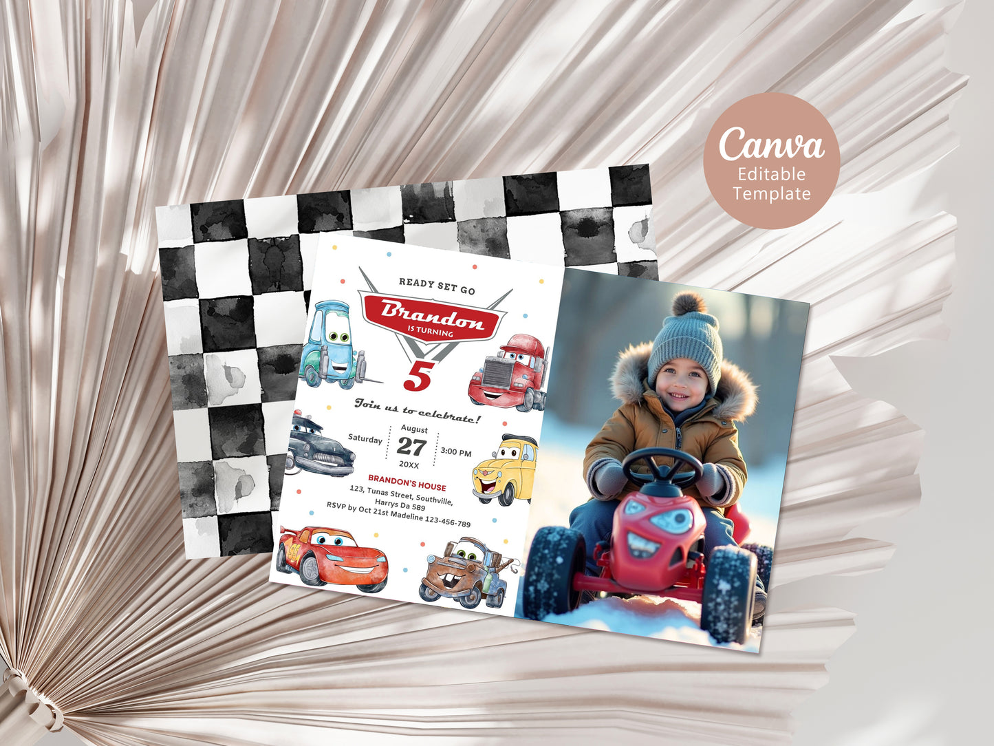 Cars Photo Birthday Invitation Template, Printable Photo Invitation, Boy Birthday, Evite, Digital Invite 0624