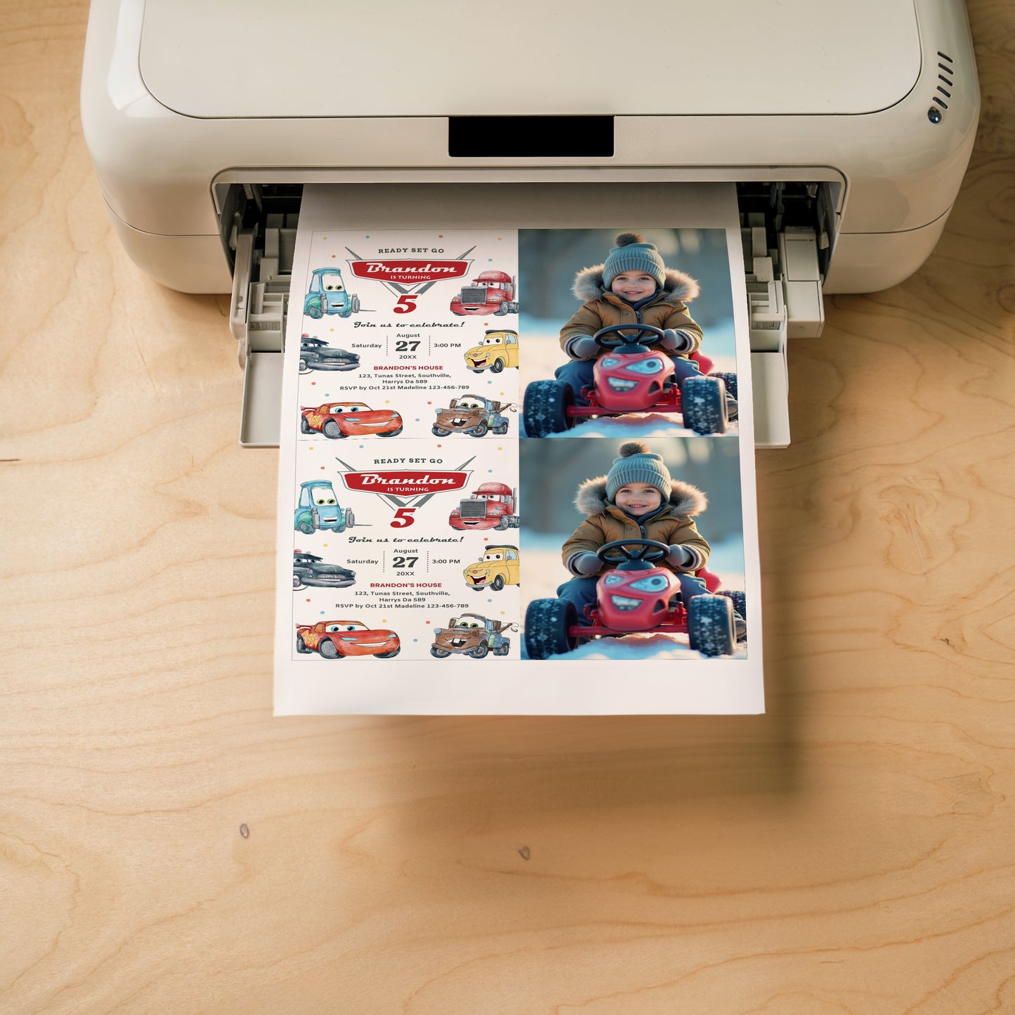 Cars Photo Birthday Invitation Template, Printable Photo Invitation, Boy Birthday, Evite, Digital Invite 0624