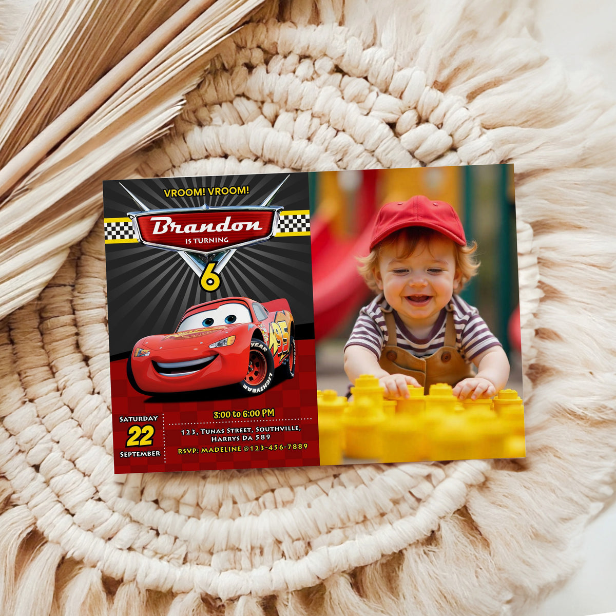 Cars Photo Birthday Invitation Template, Printable Photo Invitation, Boy Birthday, Evite, Digital Invite, 0015
