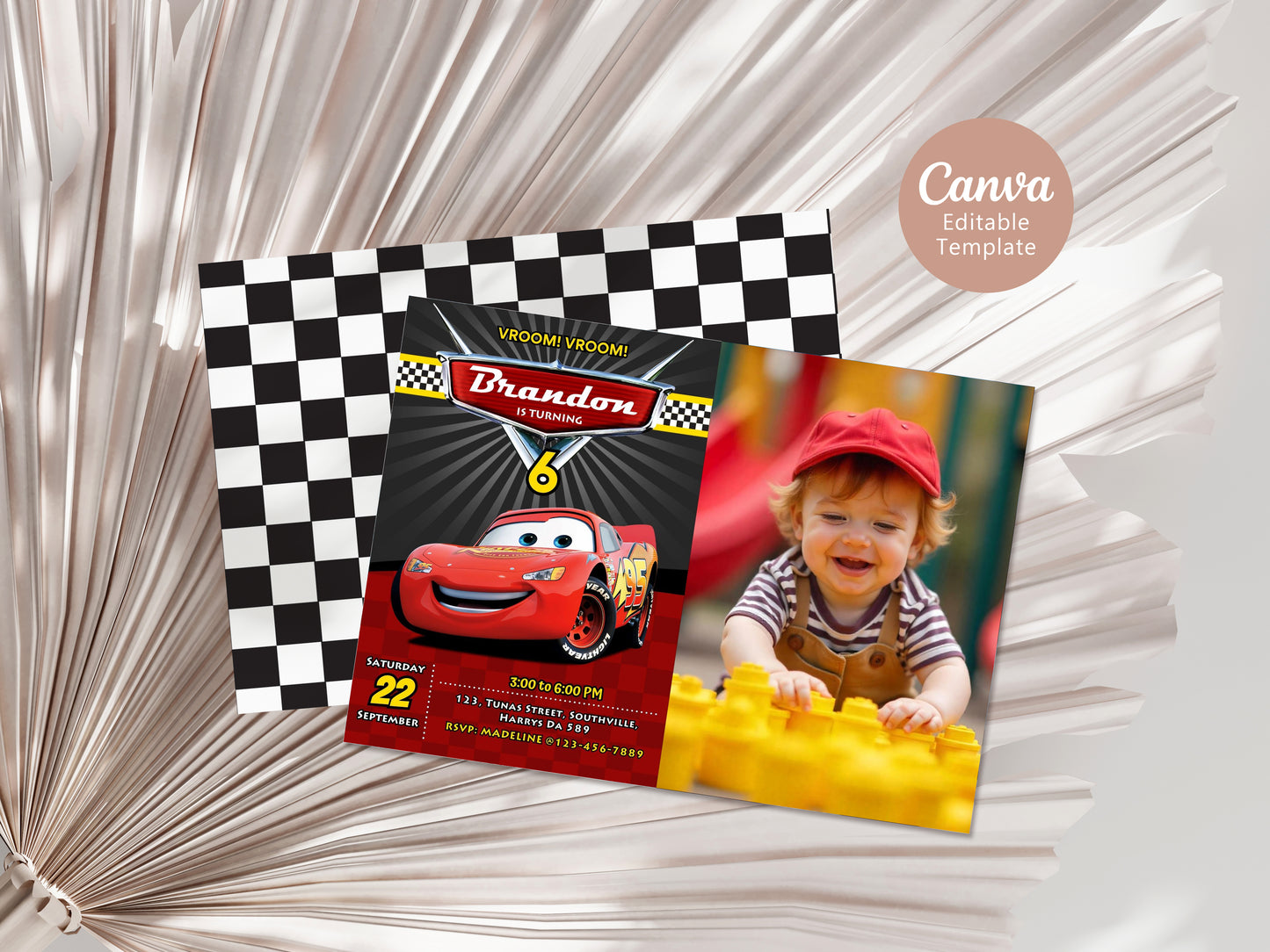 Cars Photo Birthday Invitation Template, Printable Photo Invitation, Boy Birthday, Evite, Digital Invite, 0015