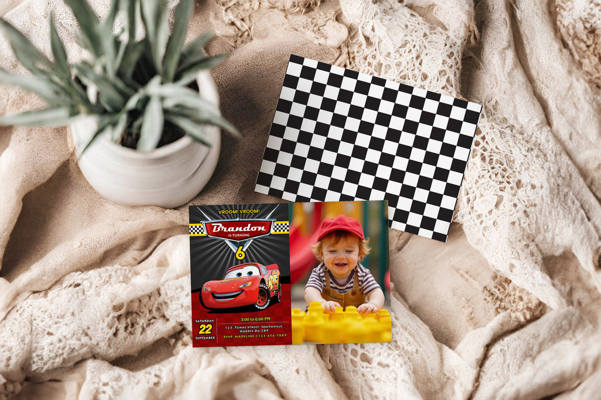 Cars Photo Birthday Invitation Template, Printable Photo Invitation, Boy Birthday, Evite, Digital Invite, 0015