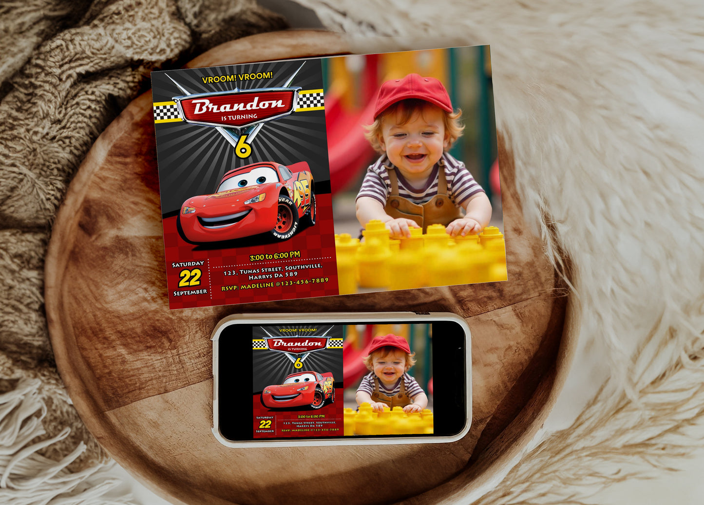 Cars Photo Birthday Invitation Template, Printable Photo Invitation, Boy Birthday, Evite, Digital Invite, 0015