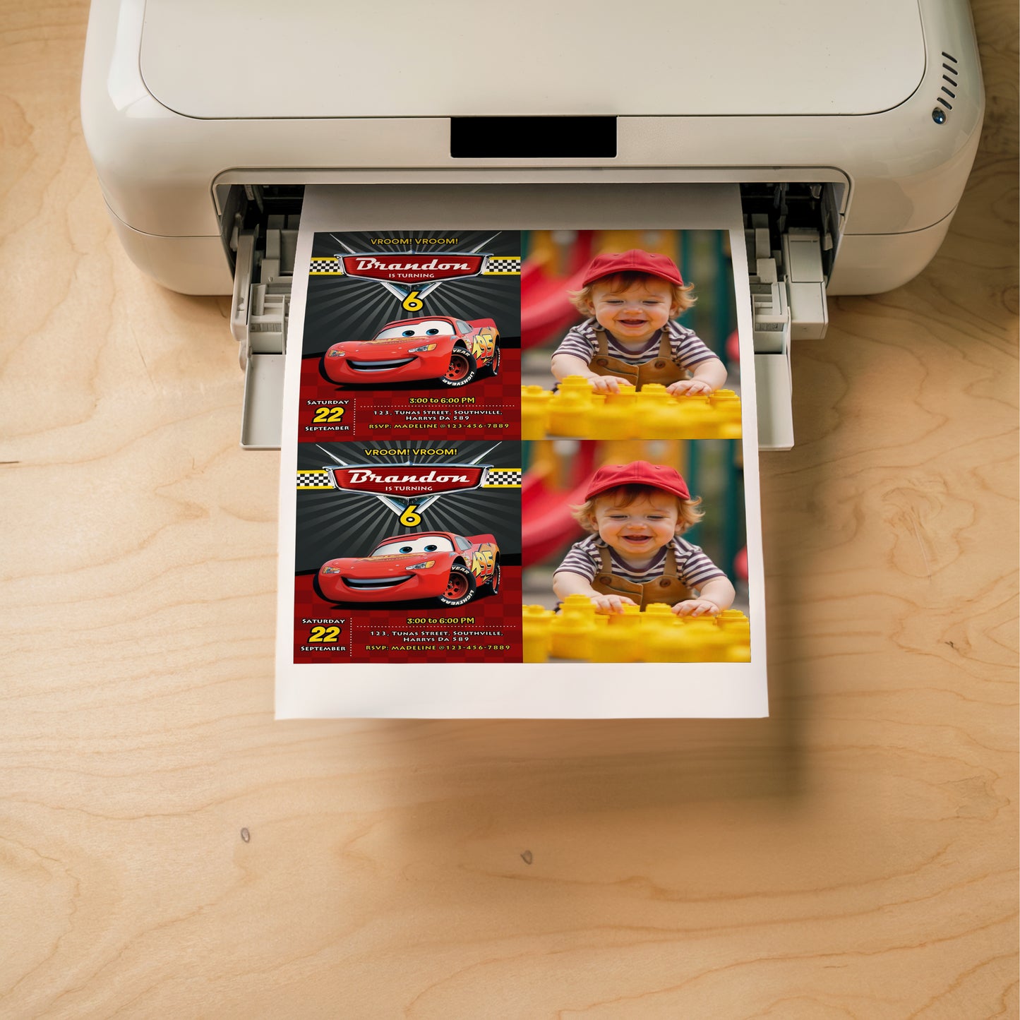 Cars Photo Birthday Invitation Template, Printable Photo Invitation, Boy Birthday, Evite, Digital Invite, 0015