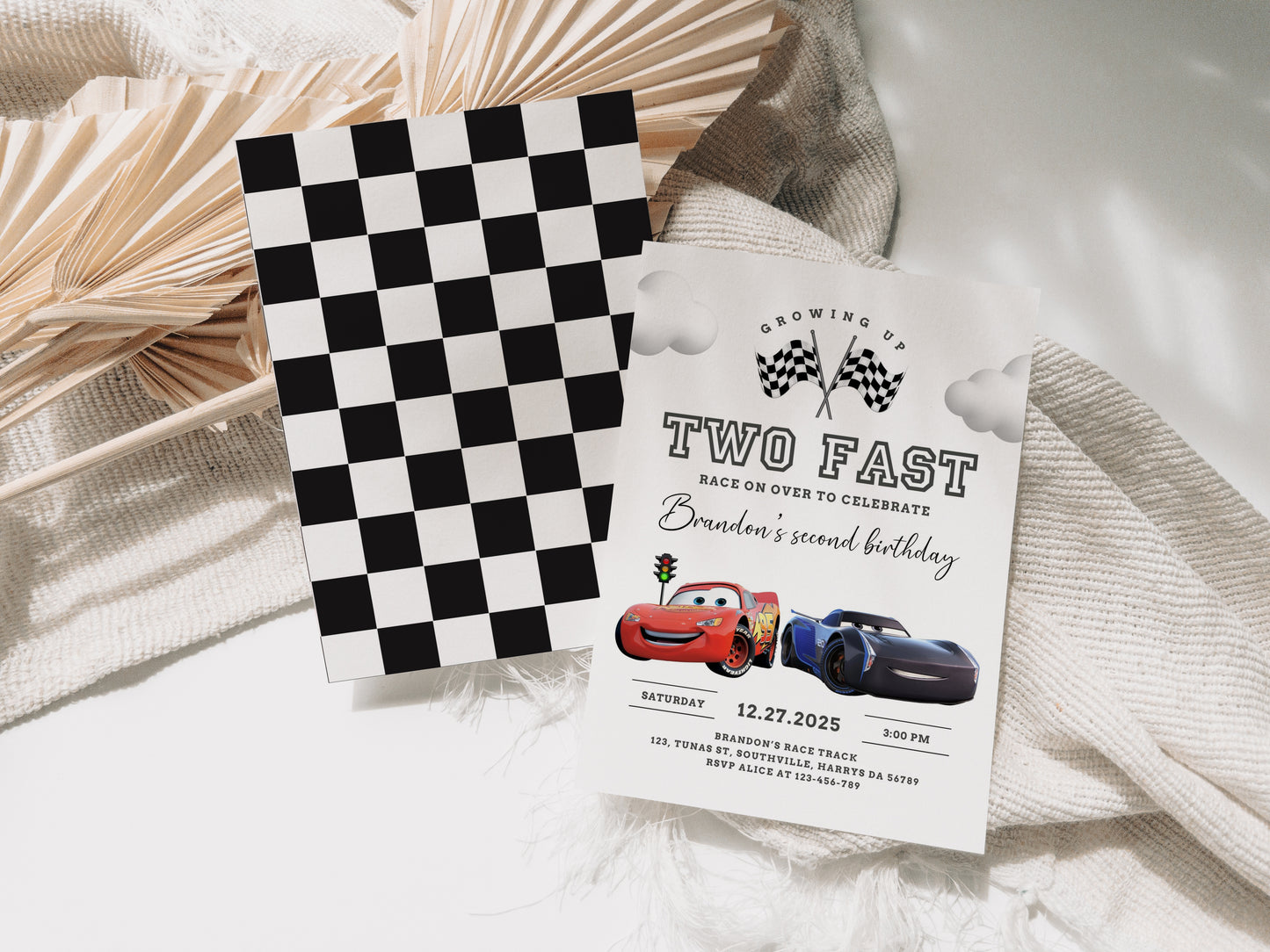 Cars Fast One Birthday Invitation Template, Printable Invitation, Boy Birthday, Evite, Digital Invite 0736