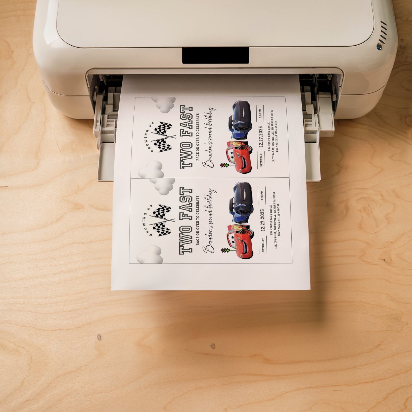 Cars Fast One Birthday Invitation Template, Printable Invitation, Boy Birthday, Evite, Digital Invite 0736