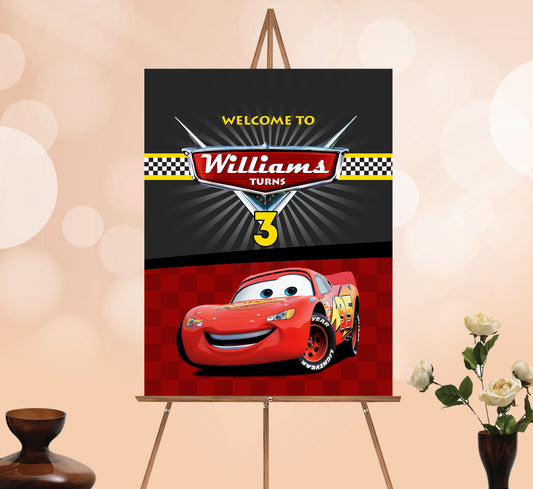 Cars Birthday Welcome Sign, Printable Sign Board, Boy Birthday, Digital Download, Edit yourself, Corjl 0015
