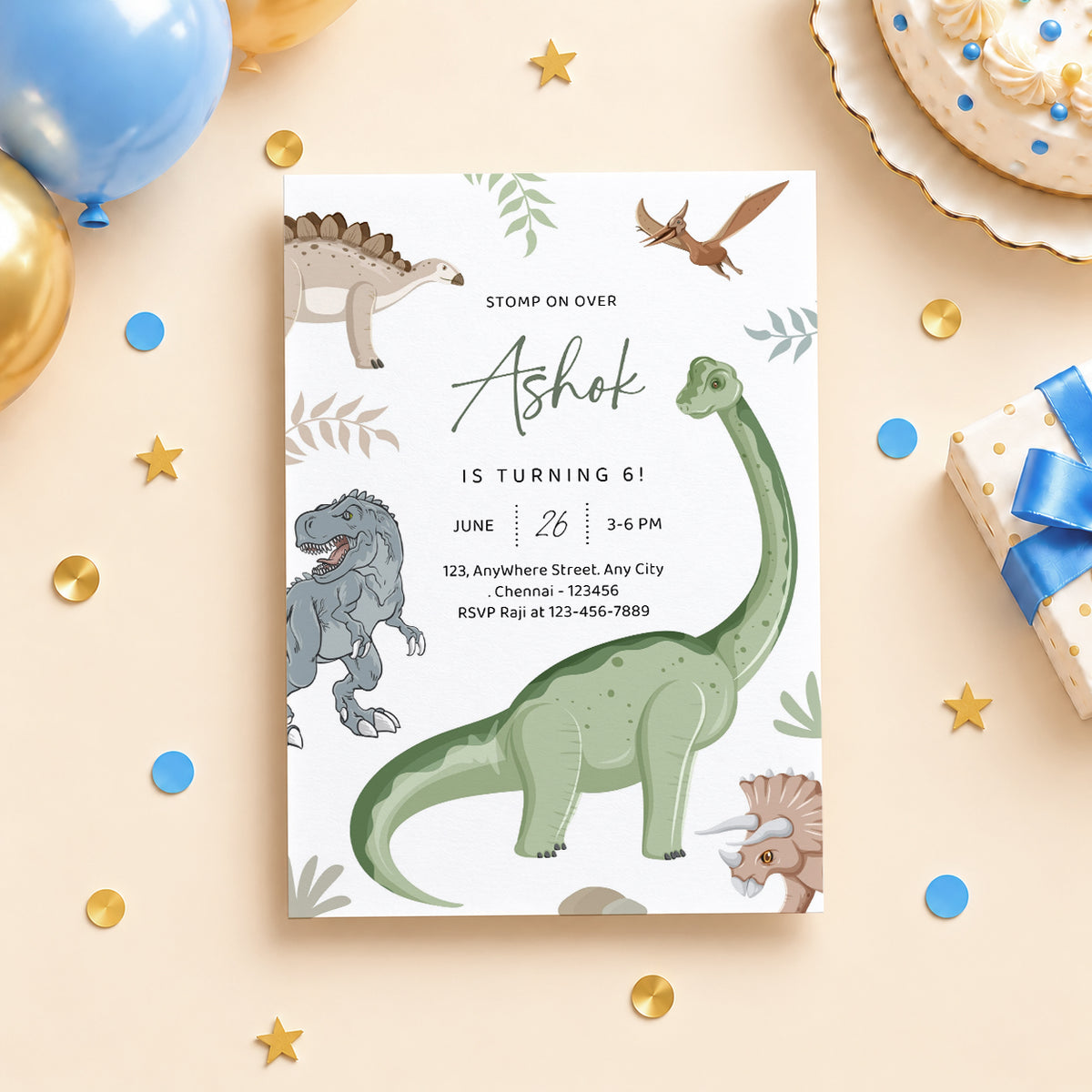 Dinosaur Birthday Invitation | Digital & Printed