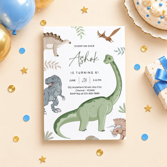 Dinosaur Birthday Invitation | Digital & Printed