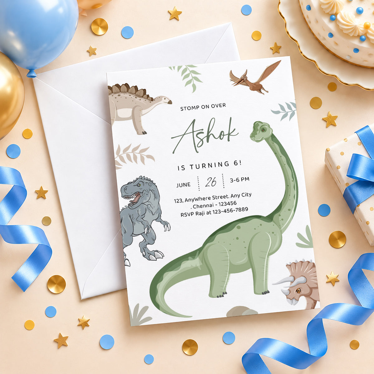 Dinosaur Birthday Invitation | Digital & Printed