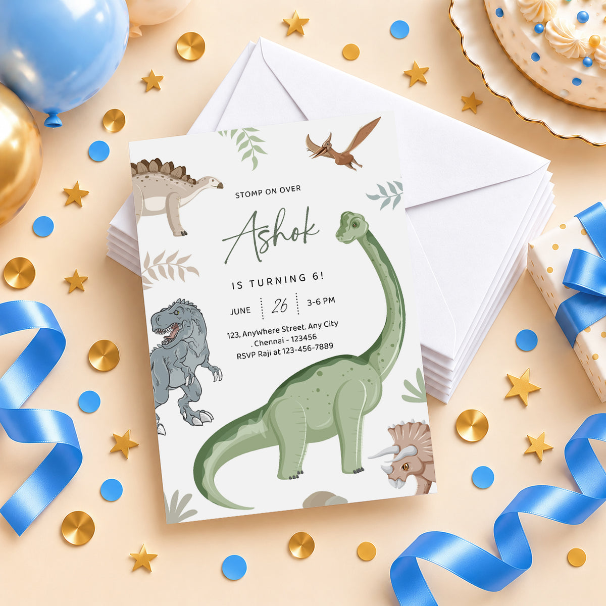 Dinosaur Birthday Invitation | Digital & Printed