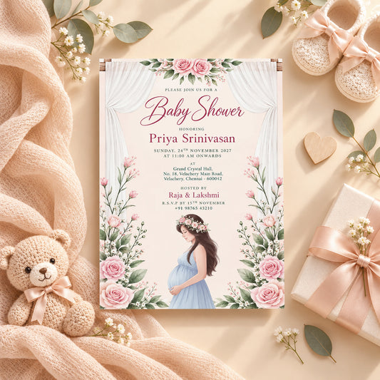Elegant Blush Baby Shower Invitation | Digital & Printed