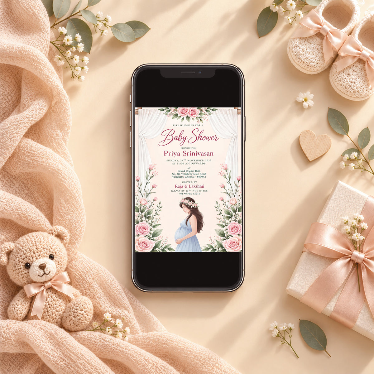 Elegant Blush Baby Shower Invitation | Digital & Printed