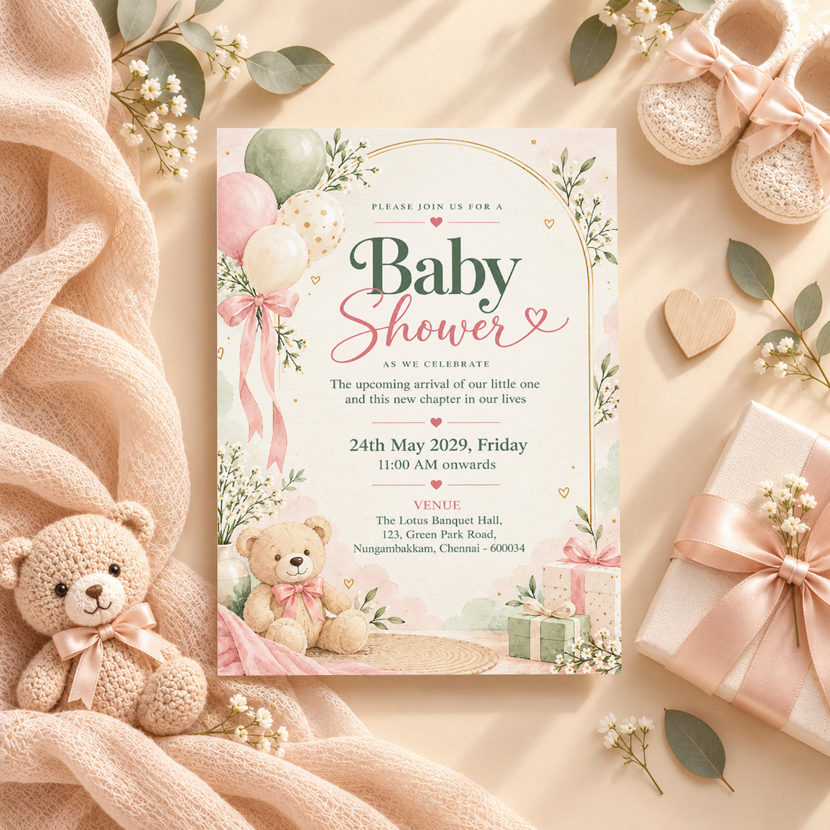 Elegant Pastel Baby Shower Invitation | Digital & Printed