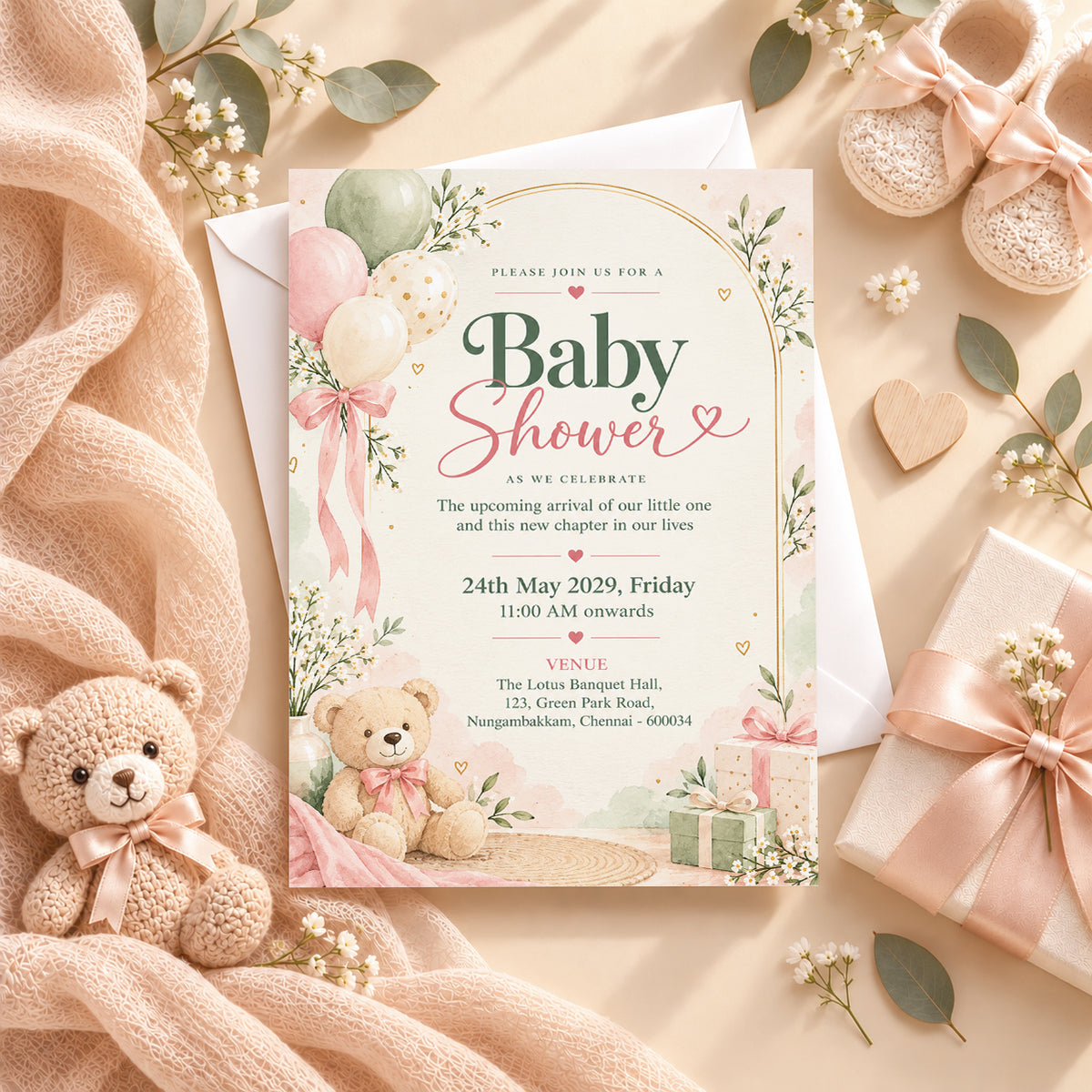 Elegant Pastel Baby Shower Invitation | Digital & Printed